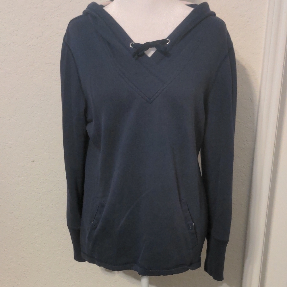 Cato Dark Blue Women's V-neck Long Sleeve Hoodie. Size M